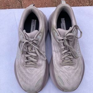 Hoka Bondi 8 Purple and White Athletic Shoes with Chunky Midsole